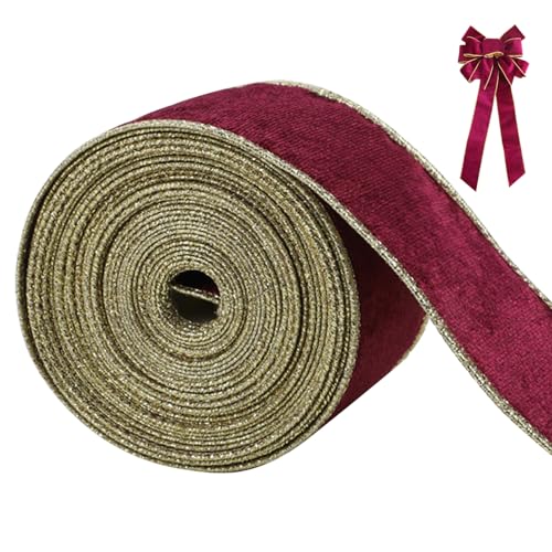 Samtband 1 Roll 30ft DIY Dekorative Feste Farbe Weihnachtsband für Geschenkpackung Bogen machen Weihnachtskranz, Weinrot Ribbon von Grtheenumb