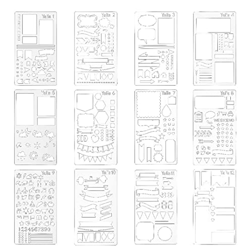 Schablone DIY -Tagebuchzeichnung Vorlage für Journal Notebook Tagebuch Sammelalbum DIY Zeichnungsvorlage 12pcStemplate von Grtheenumb