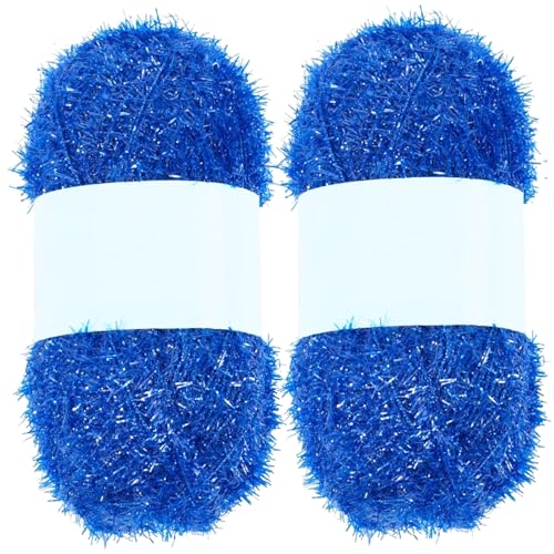 Sparkle-Garn, 2pcs Schnelltrocknentrockner-Glitzer-Glitzer-Garn für Geschirrtücher weiche und komfortable Truboo-Garne für Häkeln & Strickmittel, Blau von Grtheenumb