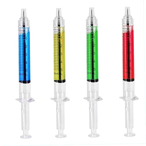 Spritze Kugelschreiber 4 Farbe Tinte Blue Bulk Neuheit Blood Fun Geschenk Neuheit Blutspritzen Kugelschreiber -Stift -Injektionstifte für Krankenschwesterkostüme - 4 Farbstallpoint Pen von Grtheenumb