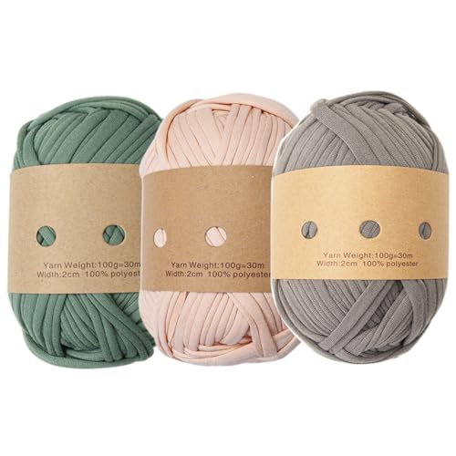 Strickgarn, Garn zum Stricken, 3pcs/Set 300 g 30 m elastisches Garn zum Stricken zum Stricken von Häkeln weicher Polyester Chunky Garn DIY Dickes Garn für Bag Coaster, Storage Cork, Häkelteppiche, St von Grtheenumb