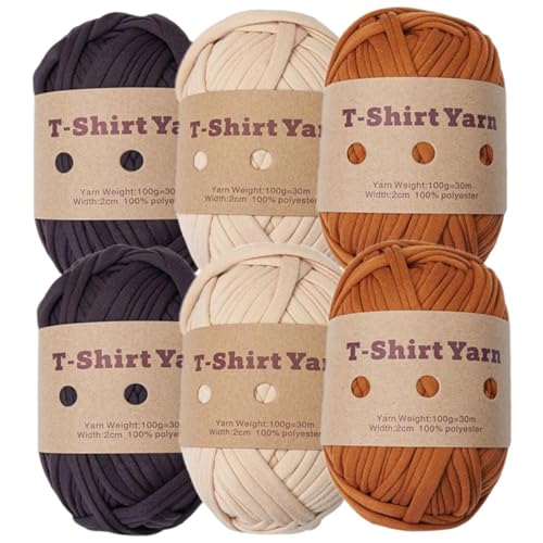 T-Shirt-Garn, 6pcs Strickgarn 33 Yards Häkelgarn 100 g elastisches klobiges Garn für Hand DIY-Beutel Decke Kissen Teppiche Home Decor von Grtheenumb