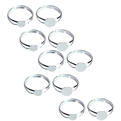 Tablettfinger Ringe leere Metall leere Ringe Basisfunde DIY Supplies Pad Schmuck machen einstellbare Ringzubehör 8mm 10pcs von Grtheenumb