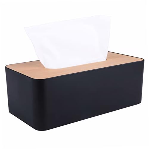 Tissue Box Cover Rechteck Tissue Box Halter staubdeser schwarzer Tissue -Box -Abdeckung Dekorative Holzbambus -Gewebehalter Serviettenhalter Hülle für Bad Waschtisch, Schlafzimmer Kommode Holz Tissue von Grtheenumb