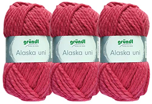 3x100 Gramm Gründl Alaska Wolle Uni inkl. Anleitung für ein Orka Wal (18 Himbeer) von Gründl Wolle/ HdK-Versand