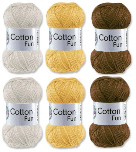 Gründl Cotton Fun Häkelgarn Schulgarn 100% Baumwolle SET 11 Braun Mix 6 Stück 300 Gramm von Gründl Wolle