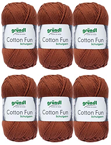 Gründl Cotton Fun Wolle Set 6x 50 Gramm Braun 14 aus 100% Baumwolle von Gründl