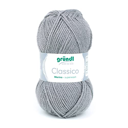 Gründl Classico Wolle (OEKO-TEX® zertifiziertes Strickgarn aus 50% Schurwolle (Merino) & 50% Polyacryl, 50 g/120 m, Nadelstärke: 3,5-4,5, 1 Knäuel á 50 g), Anthrazit von Gründl