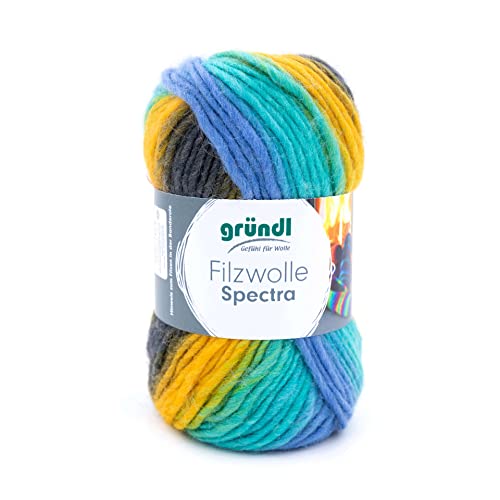 Gründl Filzwolle Spectra, (OEKO-TEX zertifiziert, 100 % Schurwolle zum Filzen, 100 g / 100 m, 1 Knäuel á 100 g), dark sky multicolor von Gründl