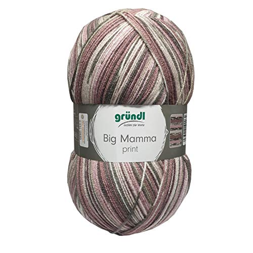 Gründl 2612-34 Big Mamma print Wolle, Acryl, Altrosa-mauve-pflaume-olive-leinen, 30 x 17 x 14 cm, 400 Gramm von Gründl