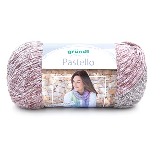 Gründl 4867-04 Pastello Garn, Cotton, mauve- marmor pastel farbe meliert, ca. 400 m, Meter von Gründl