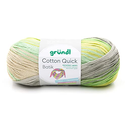 Gründl 4921-03 Cotton Quick Batik Garn, natur-türkis-gelb-grün, 1 x 100 g von Gründl