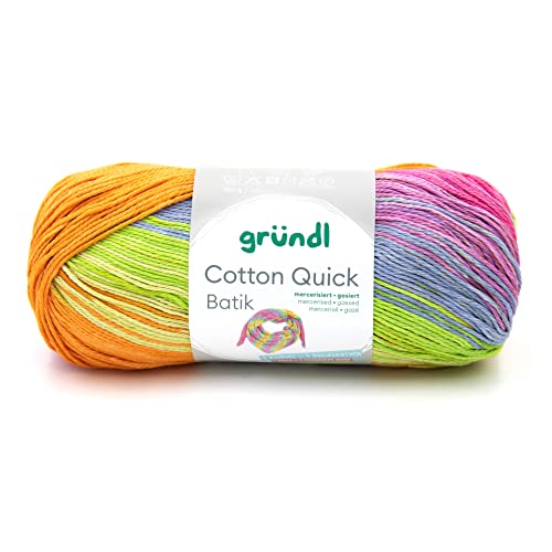 Gründl 4921-04 Cotton Quick Batik Garn, orange-grün-blau-violett, 1 x 100 g von Gründl