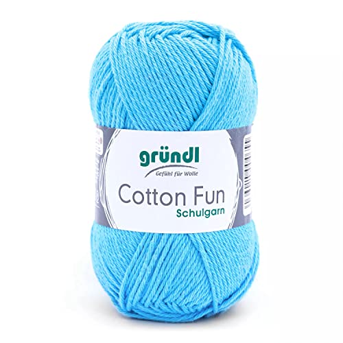 Gründl Cotton Fun Strickgarn/ Häkelgarn (weiches Garn aus 100% Baumwolle , OEKO-TEX zertifiziert, 50 g/115 m, Nadelstärke: 3-4, 1 Knäuel á 50 g), Himmelblau von Gründl