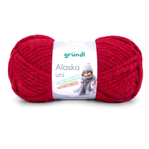 Gründl Wolle Alaska, 100 g, 75 m, 80% Polyacryl, 20% Schurwolle, rot von Gründl