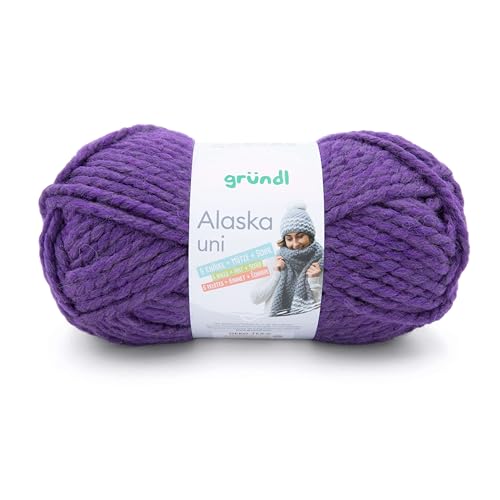 Gründl Alaska uni Wolle zum Stricken aus 80% Polyacryl, 20% Wolle, dicke Wolle 100 g, violett von Gründl