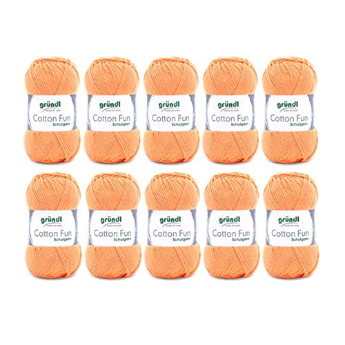 Gründl Wolle Cotton Fun Strickgarn Häkelgarn 100% Baumwolle, apricot, 10 x 50 g, 500 von Gründl