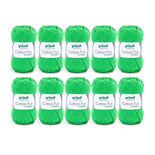 Gründl Wolle Cotton Fun Strickgarn Häkelgarn 100% Baumwolle, froschgrün, 10 x 50 g, 500 von Gründl