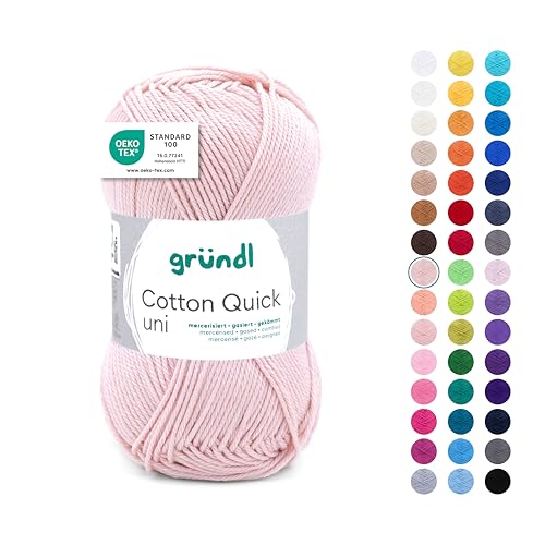 Gründl Wolle Cotton Quick uni - Wolle zum Häkeln aus 100% Baumwolle - Wolle zum Stricken - glänzendes Baumwollgarn 1 Knäuel 50 g / 125 m - Nude von Gründl