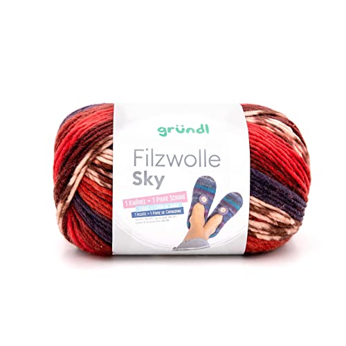 Gründl Filzwolle Sky, 100% Schurwolle, zum Strickfilzen, Stricken, Häkeln, 200m/200g, Nadelstärke 8-9mm (02) von Gründl