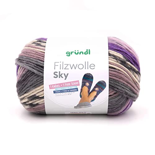 Gründl Filzwolle Sky, 100% Schurwolle, zum Strickfilzen, Stricken, Häkeln, 200m/200g, Nadelstärke 8-9mm (03) von Gründl