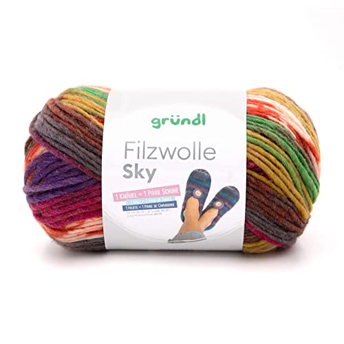 Gründl Filzwolle Sky, 100% Schurwolle, zum Strickfilzen, Stricken, Häkeln, 200m/200g, Nadelstärke 8-9mm (04) von Gründl