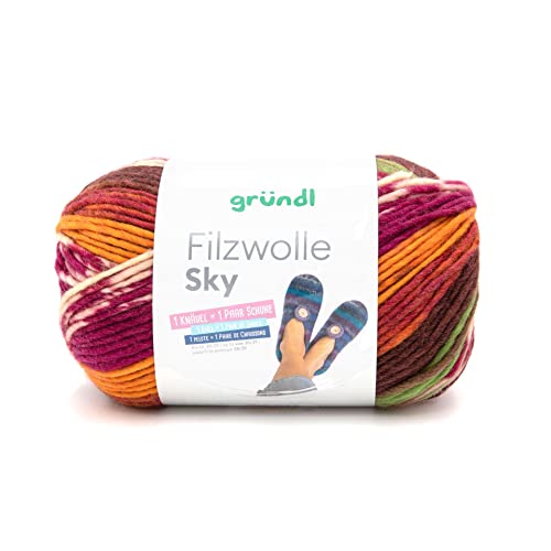 Gründl Filzwolle Sky, 100% Schurwolle, zum Strickfilzen, Stricken, Häkeln, 200m/200g, Nadelstärke 8-9mm (06) von Gründl