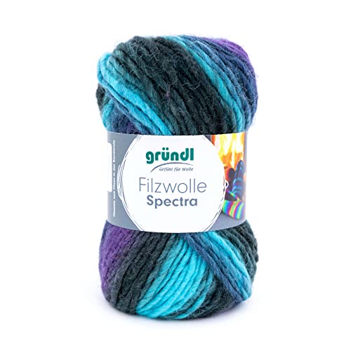 Gründl Filzwolle Spectra, (OEKO-TEX zertifiziert, 100 % Schurwolle zum Filzen, 100 g / 100 m, 1 Knäuel á 100 g),ocean multicolor von Gründl