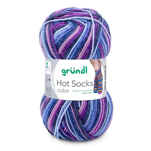 Gründl Hot Socks Color, Sockenwolle mit Farbverlauf, Strumpfwolle 4-fach, 4-fädig, Sockengarn, 50g | 75% Wolle, 25% Polyamid (406) von Gründl