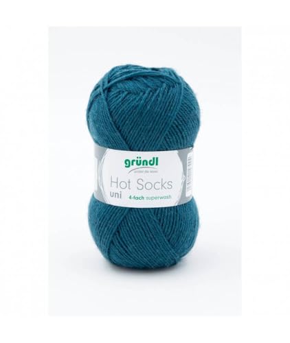 Gründl Hot Socks Sockenwolle uni Farbe 47 - petrol, Strumpfwolle Wolle zum Socken stricken von Gründl