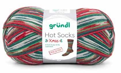 Gründl Hot Socks Xmas, 4-fädige Weihnachtssockenwolle, 100g/420m, 75% Schurwolle/25% Polyamid von Gründl