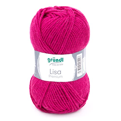 Gründl Wolle Lisa Premium Uni Garn, 100% Polyacryl, Fuchsia, 1 x 50g, 50 von Gründl