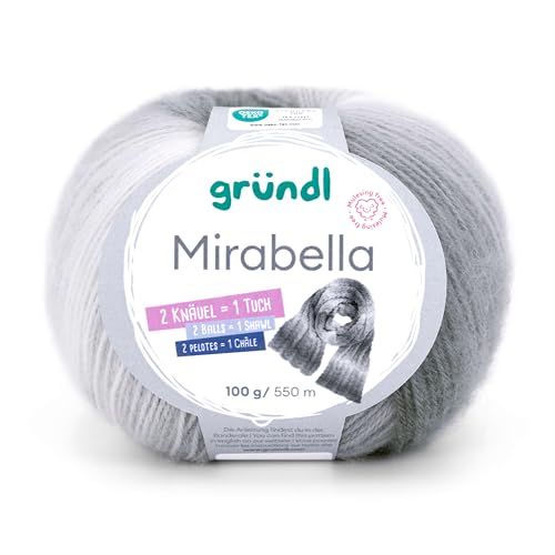 Gründl Mirabella, kuscheliges Wollmischgarn, Farberlauf,100 g / 550 m,80% Polyacryl, 20% Wolle,NS 3,5-4,5 mm (01) von Gründl