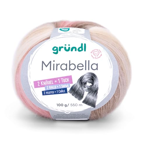 Gründl Mirabella, kuscheliges Wollmischgarn, Farberlauf,100 g / 550 m,80% Polyacryl, 20% Wolle,NS 3,5-4,5 mm (02) von Gründl