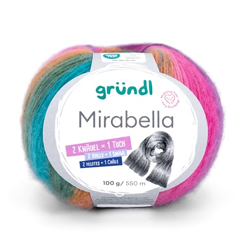 Gründl Mirabella, kuscheliges Wollmischgarn, Farberlauf,100 g / 550 m,80% Polyacryl, 20% Wolle,NS 3,5-4,5 mm (04) von Gründl