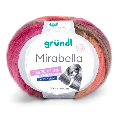 Gründl Mirabella, kuscheliges Wollmischgarn, Farberlauf,100 g / 550 m,80% Polyacryl, 20% Wolle,NS 3,5-4,5 mm (09) von Gründl