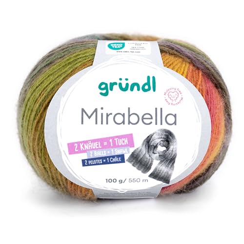 Gründl Mirabella, kuscheliges Wollmischgarn, Farberlauf,100 g / 550 m,80% Polyacryl, 20% Wolle,NS 3,5-4,5 mm (10) von Gründl