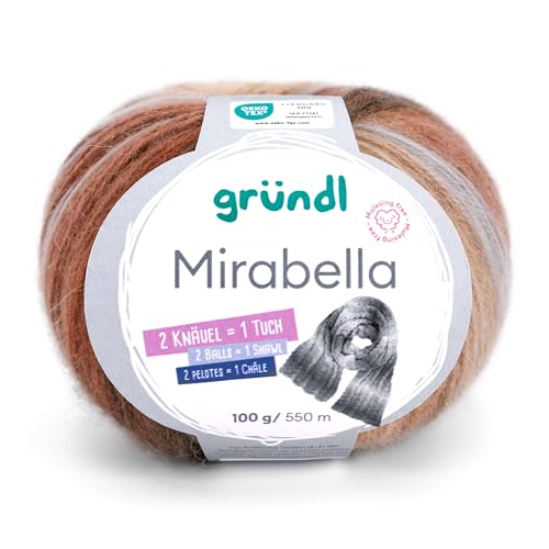 Gründl Mirabella, kuscheliges Wollmischgarn, Farberlauf,100 g / 550 m,80% Polyacryl, 20% Wolle,NS 3,5-4,5 mm (12) von Gründl