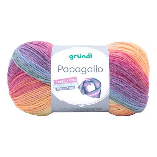 Gründl Papagallo 100 g, Wolle für Stricken und Häkeln, buntes Garn, weiche Qualität, 100% Polyacryl, DIY Projekte, Schals, Mützen, Socken, Kinderkleidung Farbe 04 von Gründl