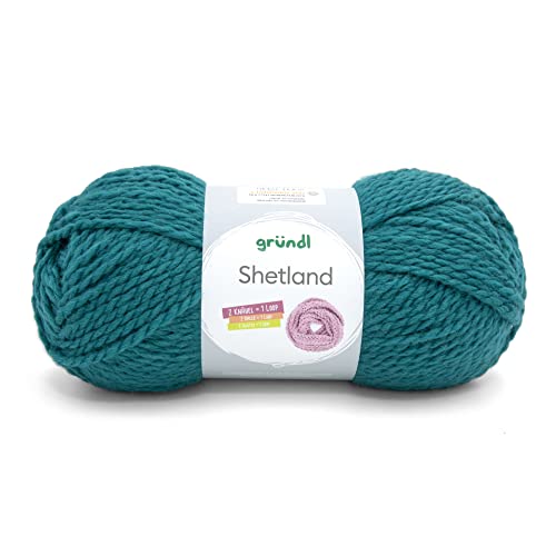 Gründl Shetland Wolle (modisches und weiches Strickgarn aus 80% Polyacryl und 20% Wolle, 100 g / 170 m, Nadelstärke: 7-8, 1 x 100 g), petrol von Gründl