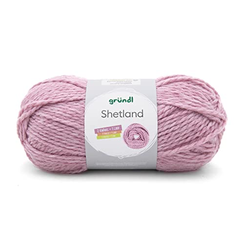 Gründl Shetland Wolle (weiches Strickgarn aus 80% Polyacryl und 20% Wolle, 100 g / 170 m, Nadelstärke: 7-8, 1 x 100 g), Rose Melange von Gründl