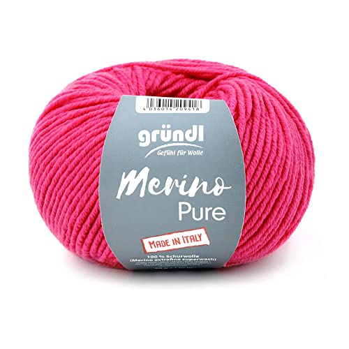 Gründl Wolle 50 Gramm Merino Pure, aus 100% Schurwolle, Merino Extrafine Superwash, zum Stricken oder Häkeln (13 Azalee) von Gründl