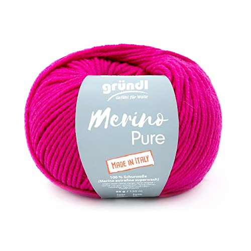 Gründl Wolle 50 Gramm Merino Pure, aus 100% Schurwolle, Merino Extrafine Superwash, zum Stricken oder Häkeln (15 Malve) von Gründl