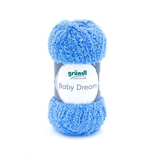 Gründl Wolle Baby Dream (kuscheliges Strick- & Häkelgarn aus 100 % Polyester, 50 g / 136 m, Nadelstärke: 5 - 6, 1 x 50 g), himmelblau von Gründl