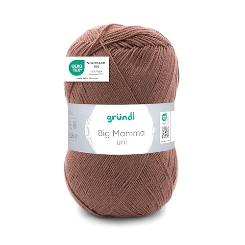 Gründl Wolle Big Mamma Uni - 1 Knäuel 400 g / 1040 m - Strickgarn - Häkelgarn - 100% Polyacryl - Weich & Pflegeleicht - Nadelstärke 3,5-4,5 - cappucino von Gründl