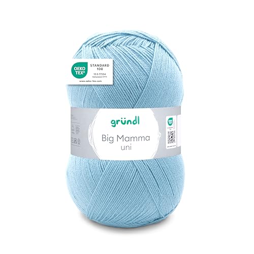 Gründl Wolle Big Mamma Uni - 1 Knäuel 400 g / 1040 m - Strickgarn - Häkelgarn - 100% Polyacryl - Weich & Pflegeleicht - Nadelstärke 3,5-4,5 - eismint von Gründl