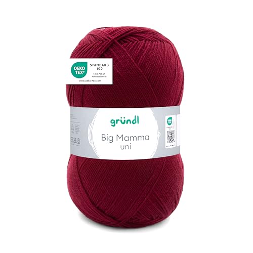 Gründl Wolle Big Mamma Uni - 1 Knäuel 400 g / 1040 m - Strickgarn - Häkelgarn - 100% Polyacryl - Weich & Pflegeleicht - Nadelstärke 3,5-4,5 - kirsche von Gründl