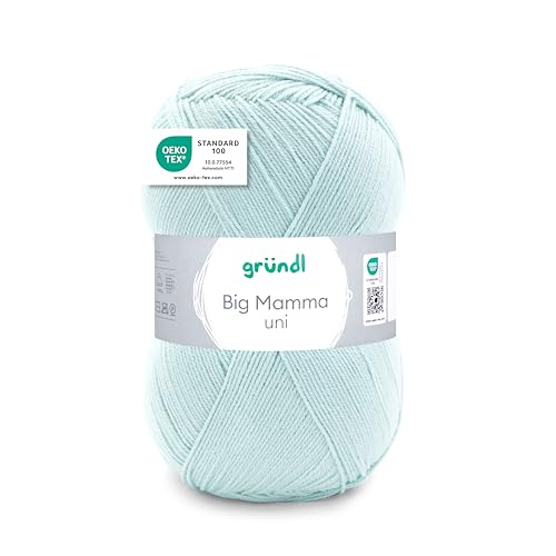 Gründl Wolle Big Mamma Uni - 1 Knäuel 400 g / 1040 m - Strickgarn - Häkelgarn - 100% Polyacryl - Weich & Pflegeleicht - Nadelstärke 3,5-4,5 - mint von Gründl