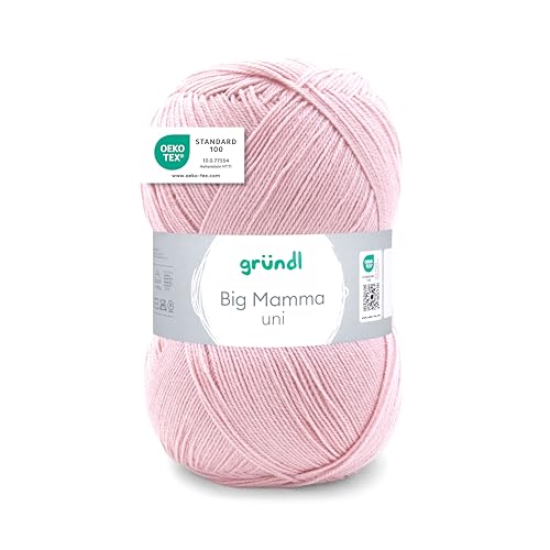 Gründl Wolle Big Mamma Uni - 1 Knäuel 400 g / 1040 m - Strickgarn - Häkelgarn - 100% Polyacryl - Weich & Pflegeleicht - Nadelstärke 3,5-4,5 - rosa von Gründl