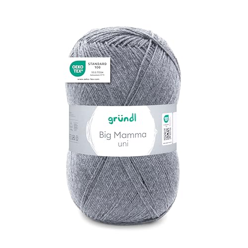 Gründl Wolle Big Mamma Uni - 1 Knäuel 400 g / 1040 m - Strickgarn - Häkelgarn - 100% Polyacryl - Weich & Pflegeleicht - Nadelstärke 3,5-4,5 - steingrau von Gründl